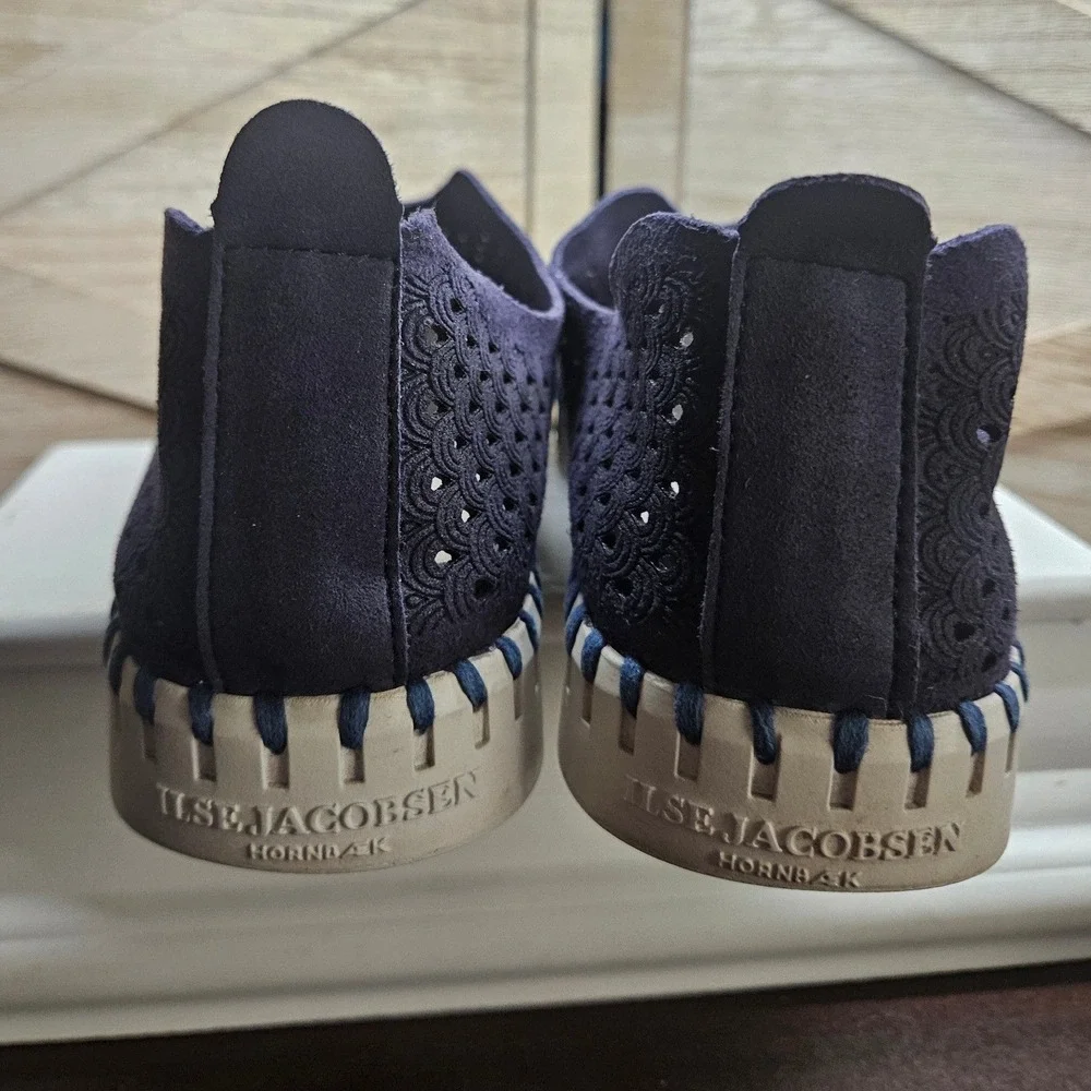 Ilse‎ Jacobsen Sneakers Womens 38 Blue Tulip Danish Laser Cut Slip On Shoes #606
